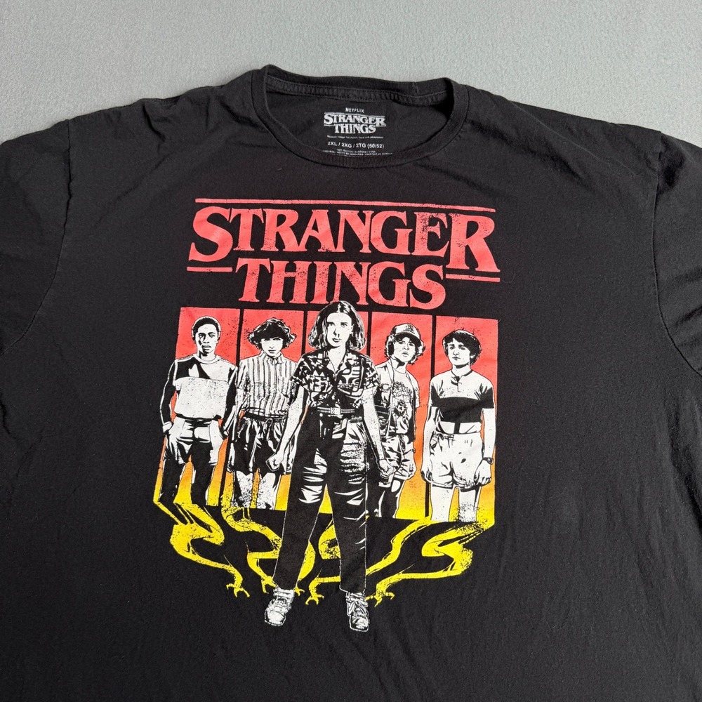 Stranger Things Netflix Graphic Tee Mens 2XL Black Short Sleeve Cotton T-Shirt